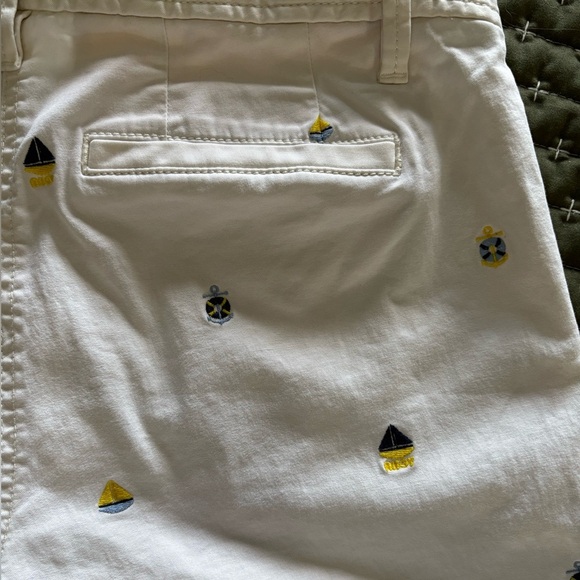 Talbots Nautical Embroidered White Patterned Girlfriend Chinos, Size 6P - Picture 8 of 10
